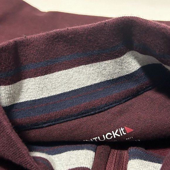 Untuckit Mens Corral 1/4 Zip Pullover Sweater Size L Bordeaux Maroon Mock Neck - Picture 9 of 11